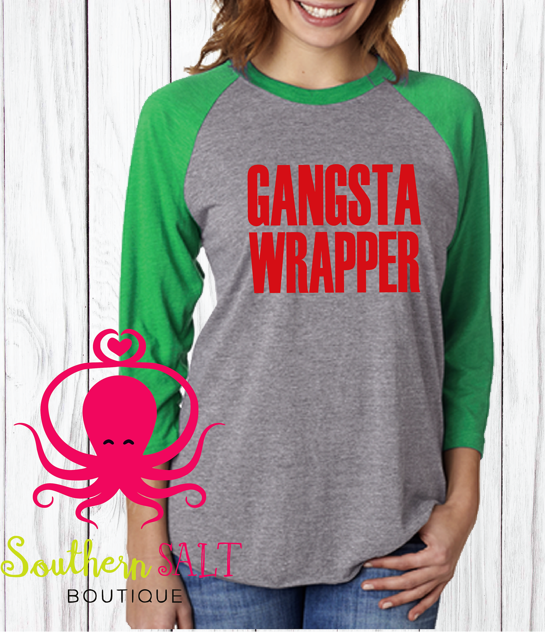 Gangsta Wrapper Women's Baseball Tee - southernsaltboutique