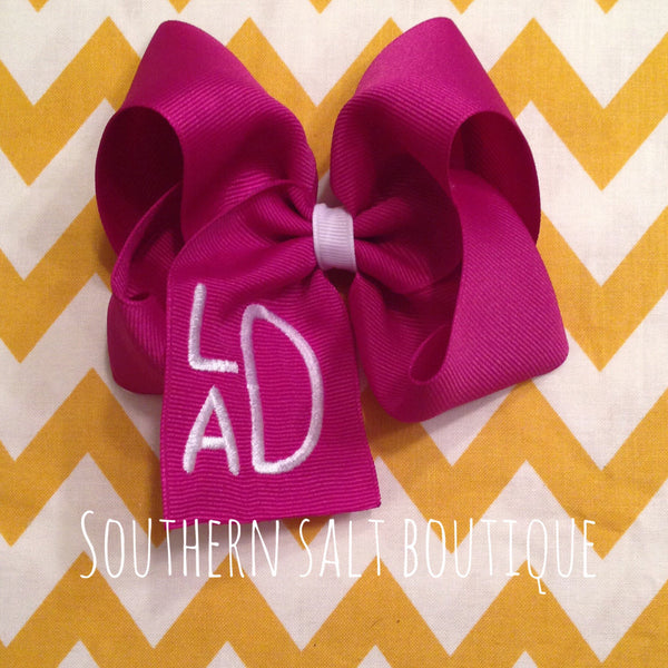 Large Solid Monogram Bow - Over 100 Color Choices! - southernsaltboutique