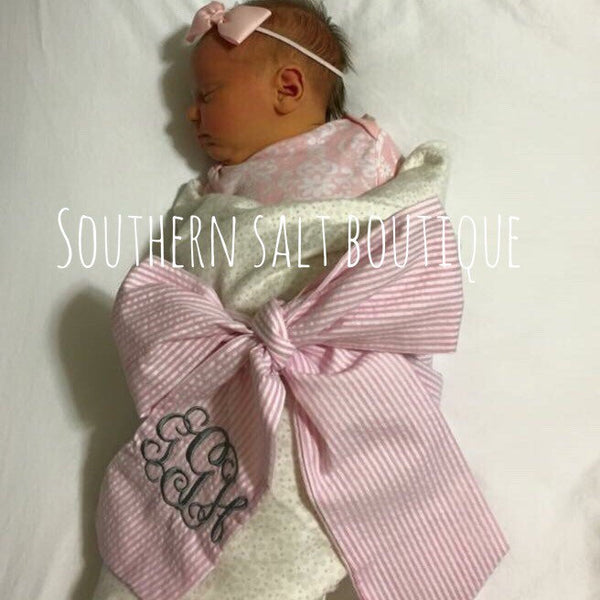 Monogrammed Newborn Sash - Baby Gift - Newborn Pics - southernsaltboutique