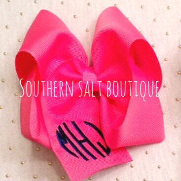 Large Solid Monogram Bow - You Pick Color! - southernsaltboutique
