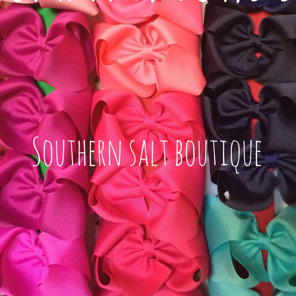 Five Large Solid Bows - YOU PICK COLORS - Back 2 School Sale - southernsaltboutique