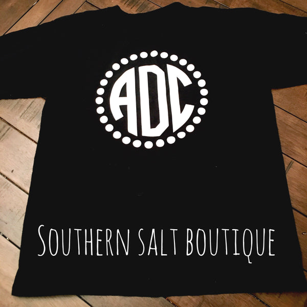 Youth Monogram T-Shirt - You Pick Shirt Color - You Pick Vinyl Color - southernsaltboutique