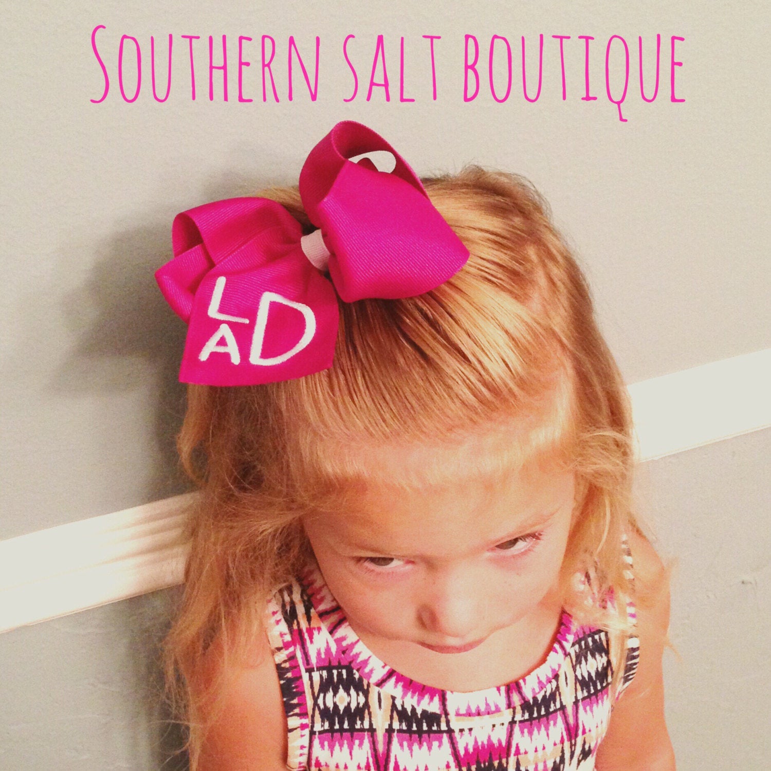 Large Solid Monogram Bow - Over 100 Color Choices! - southernsaltboutique