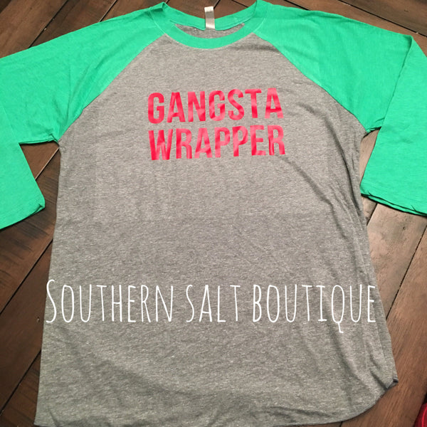 Gangsta Wrapper Women's Baseball Tee - southernsaltboutique