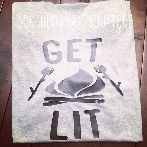 Get Lit Women's Camping T Shirt - southernsaltboutique