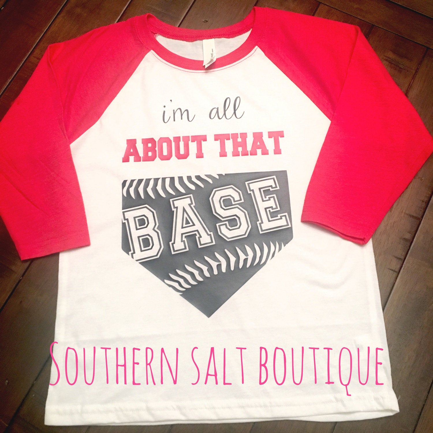 I'm all about that base baseball tee - Youth Monogram Baseball Tee - Youth Raglan Monogram Tee - southernsaltboutique