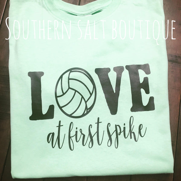Youth Love at First Spike Volleyball Tee - Sports T-Shirt - southernsaltboutique