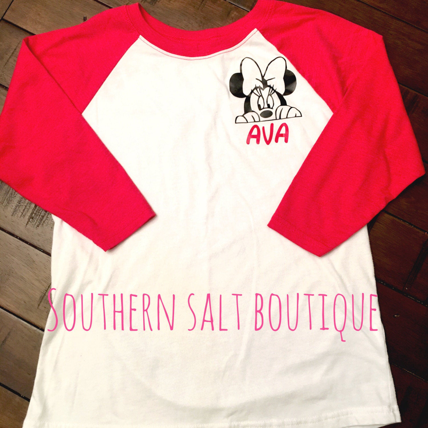 Youth Minnie Baseball Tee - Youth Raglan Tee - southernsaltboutique
