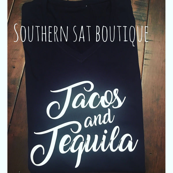 Tacos ans Tequila T Shirt - Taco Shirt - Funny Shirt - southernsaltboutique