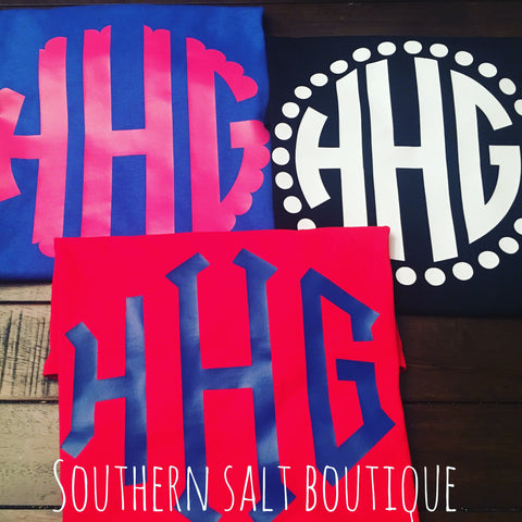 Youth Monogram T-Shirt - You Pick Shirt Color - You Pick Vinyl Color - southernsaltboutique