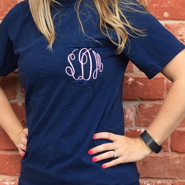 Comfort Colors Short Sleeve Pocket T - Monogram T-Shirt - Monogram Tee - southernsaltboutique