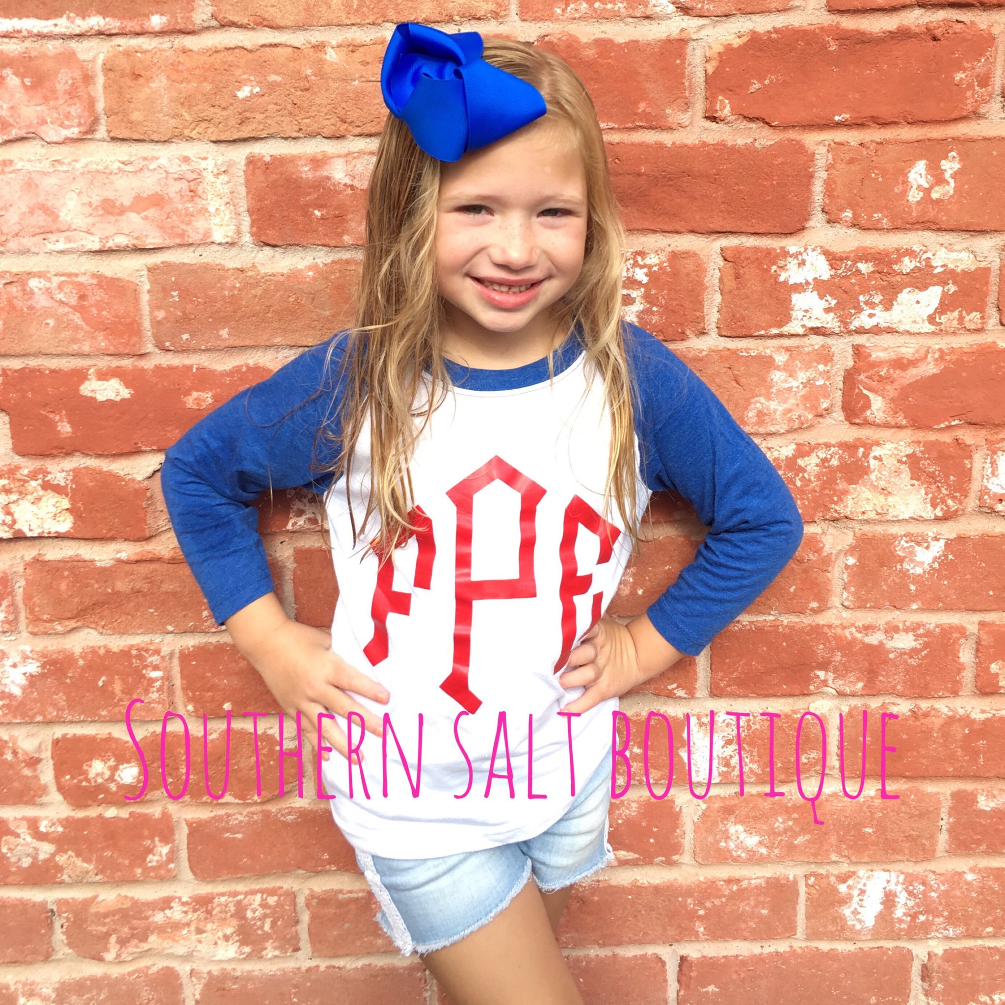 Youth Monogram Baseball Tee - Youth Raglan Monogram Tee - southernsaltboutique