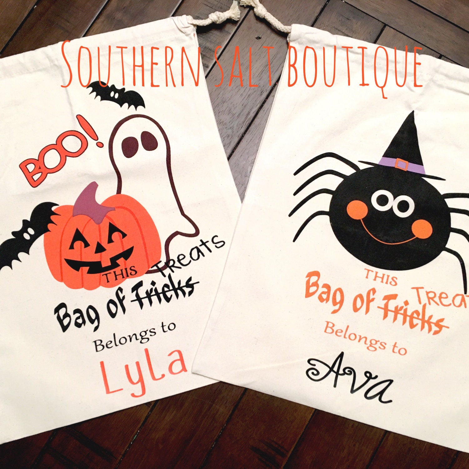 Personalized Halloween Sacks - Halloween Treat Bag - southernsaltboutique