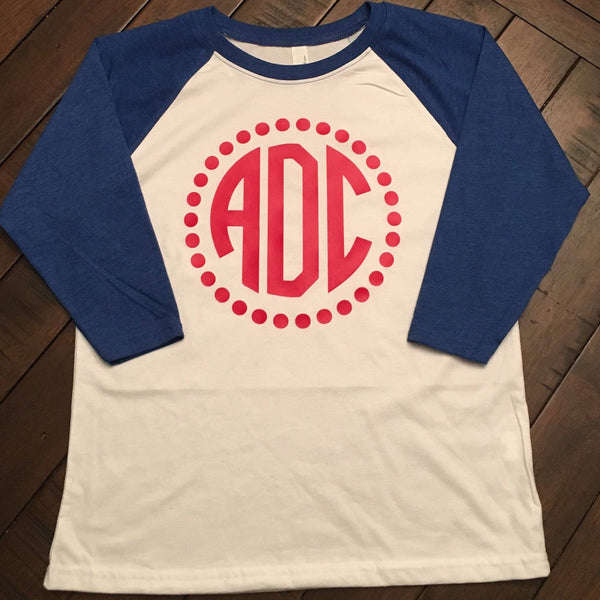 Youth Monogram Baseball Tee - Youth Raglan Monogram Tee - southernsaltboutique